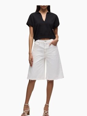 HUDSON LONG SHORTS White Denim Knee-Length Shorts